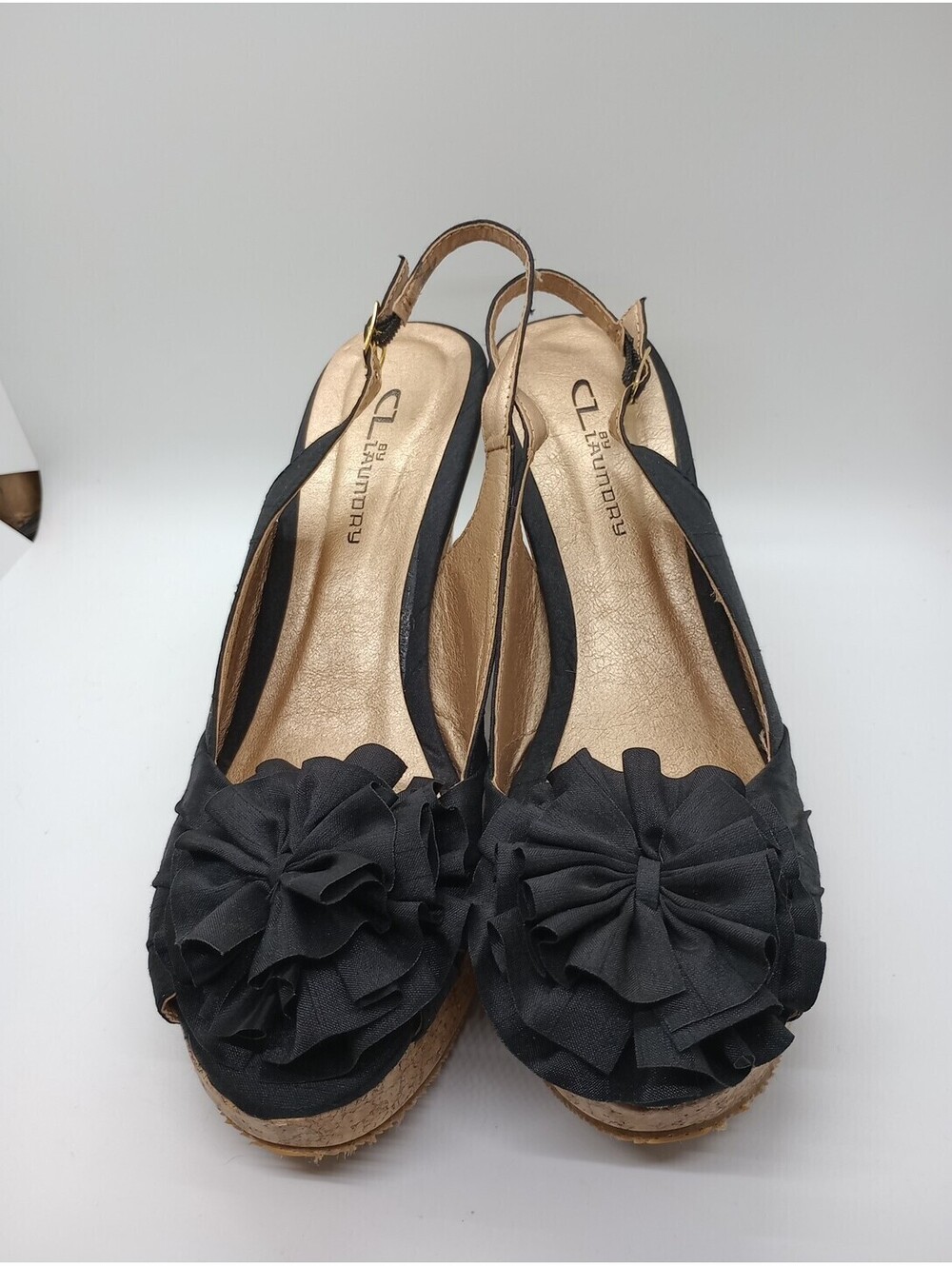 CL By Laundry Women's Open Toe Sandals Cork 8.5m  Black 212